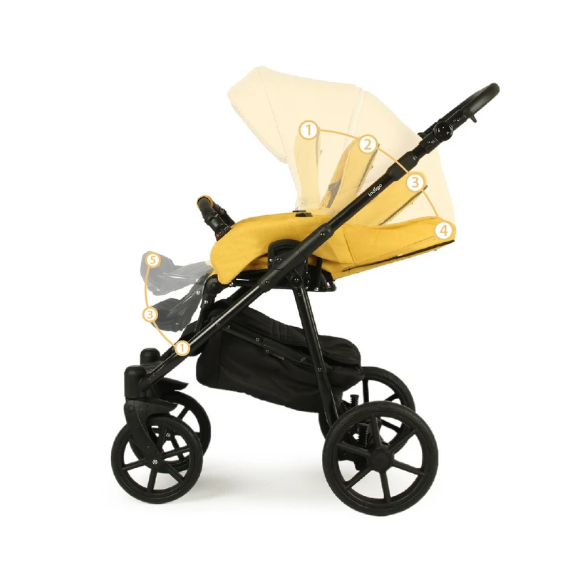 Бебешка количка Baby Giggle, Broco, 2в1, 09 Жълт